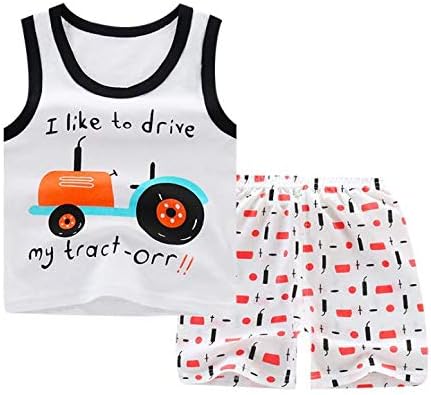8er Pack Baby Kinder Outfit Set, Ärmelloses Baumwoll Weste + Shorts, Cartoon Print Jungen Mädchen 3