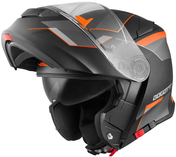 Bogotto V271 Delta Klapphelm (Black Matt/Orange,XS) XS Schwarz Matt/Orange, XS Schwarz Matt/Orange