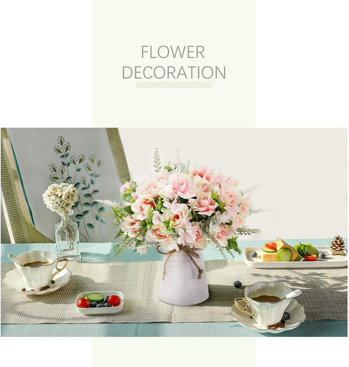 LESING Künstliche Blumen mit Vase, künstliche Seidenblumen in Vase, Gardenie, Blumen, Dekoration für