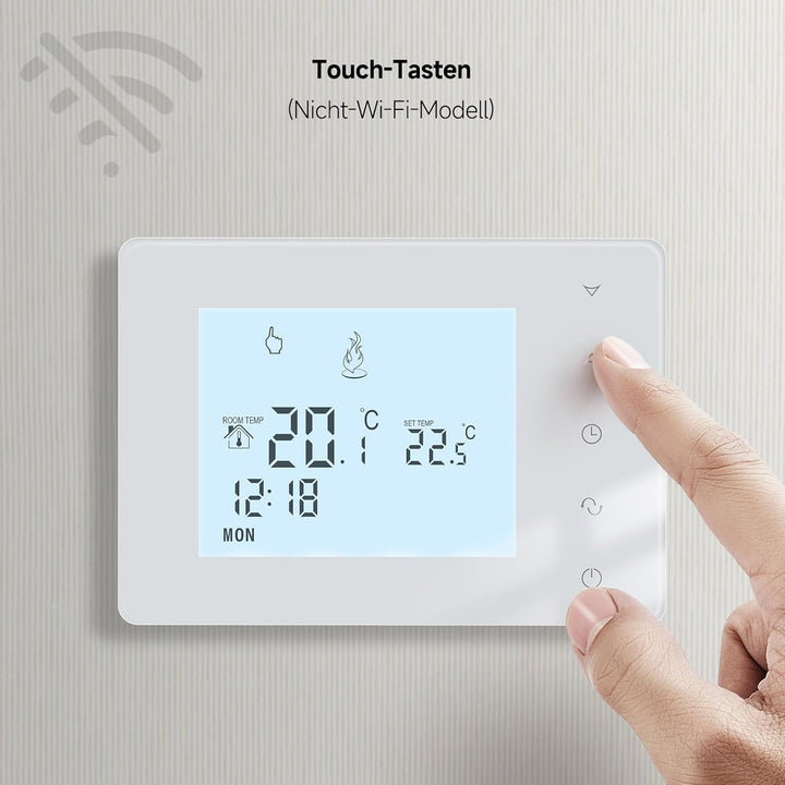 Beok Raumthermostat für Steuerung des Gaskessel und Wasserkessel, Programmierbarer Heizungthermostat