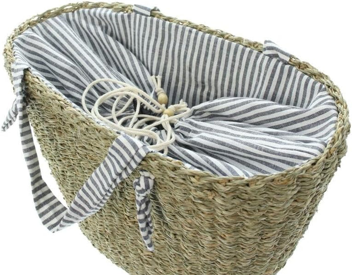 FRANK FLECHTWAREN Tasche Stripes, Seegras, Baumwolle Masse: ca. 44 x 18 x 27 cm, GH 40 cm