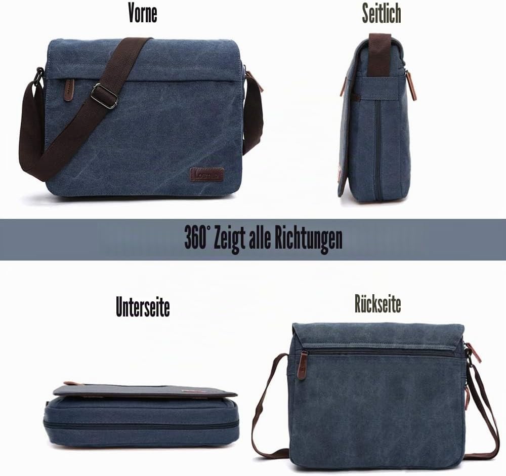 LOSMILE Herren Umhängetaschen, Leinwand Schultertaschen, Laptoptasche,Schulranzen, für Schule und Ar