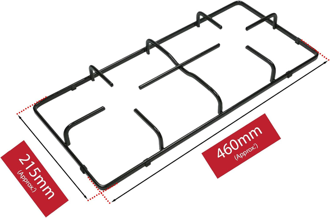 SPARES2GO Pfannenständer, Grillrost für Gasherd, 2 Stück, 460 mm x 215 mm