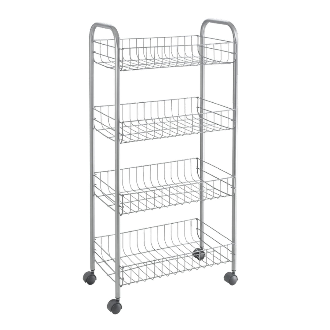 Metaltex Ascona- Mehrzweckwagen mit Rollen, Grau, 41 x 23 x 84 cm Silber, Silber
