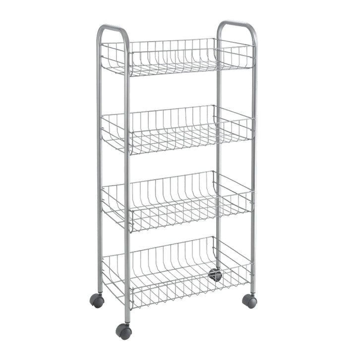 Metaltex Ascona- Mehrzweckwagen mit Rollen, Grau, 41 x 23 x 84 cm Silber, Silber