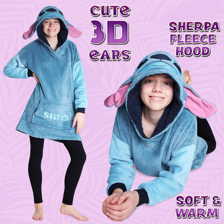 Disney Hoodie Decke Mädchen, Kuscheldecke mit Ärmeln, Fleece Kapuzenpullover, Hoodie Mädchen Geschen