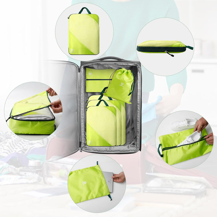 AiQInu Packing Cubes Compression, 5 Stück Packtaschen Kompression Koffer Organizer Set mit Wäschebeu
