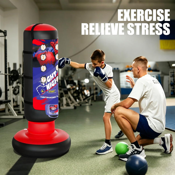 Boxziel Kinder – Interaktives Boxtraining Gerät mit Musik & Licht – Selbstklebendes Punch Target zum