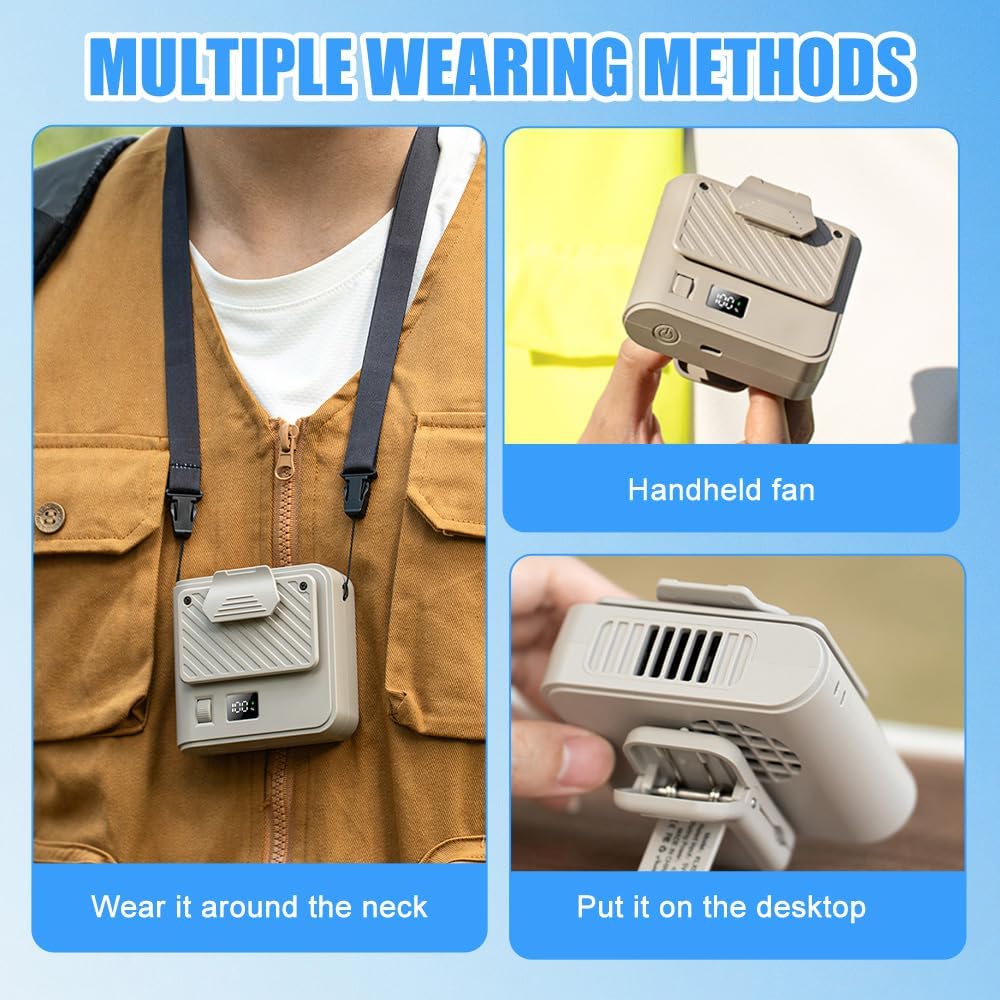Tragbarer Ventilator Akku, kleiner Waist-Fan mit Clip, Klein T Shirt Ventilator mit Clip, Aufladbare