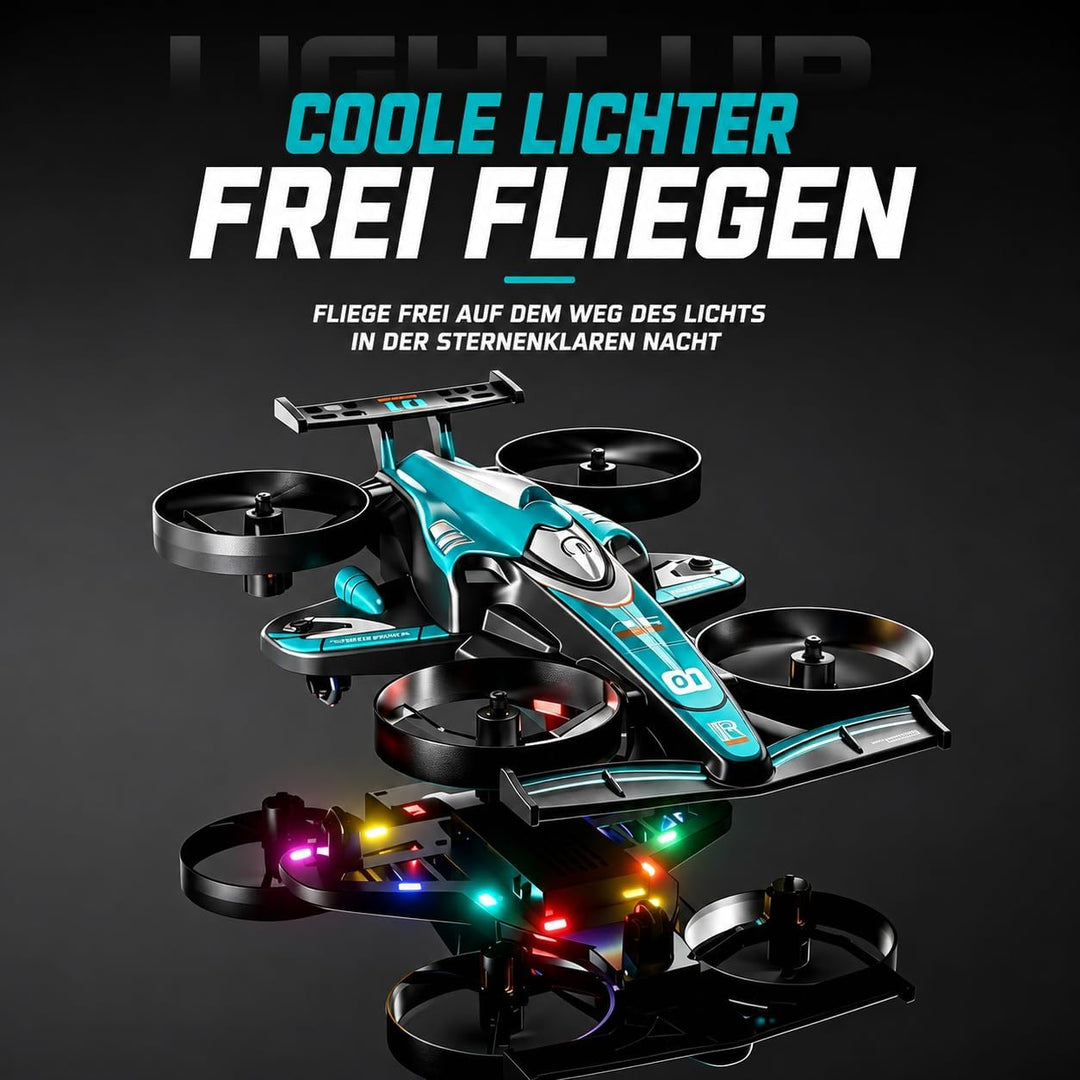 HT45 Mini 2-in-1 RC Drohne für Kinder – Flug- & Bodenmodus, 360° Flip, Höhenhaltung, 3 Geschwindigke