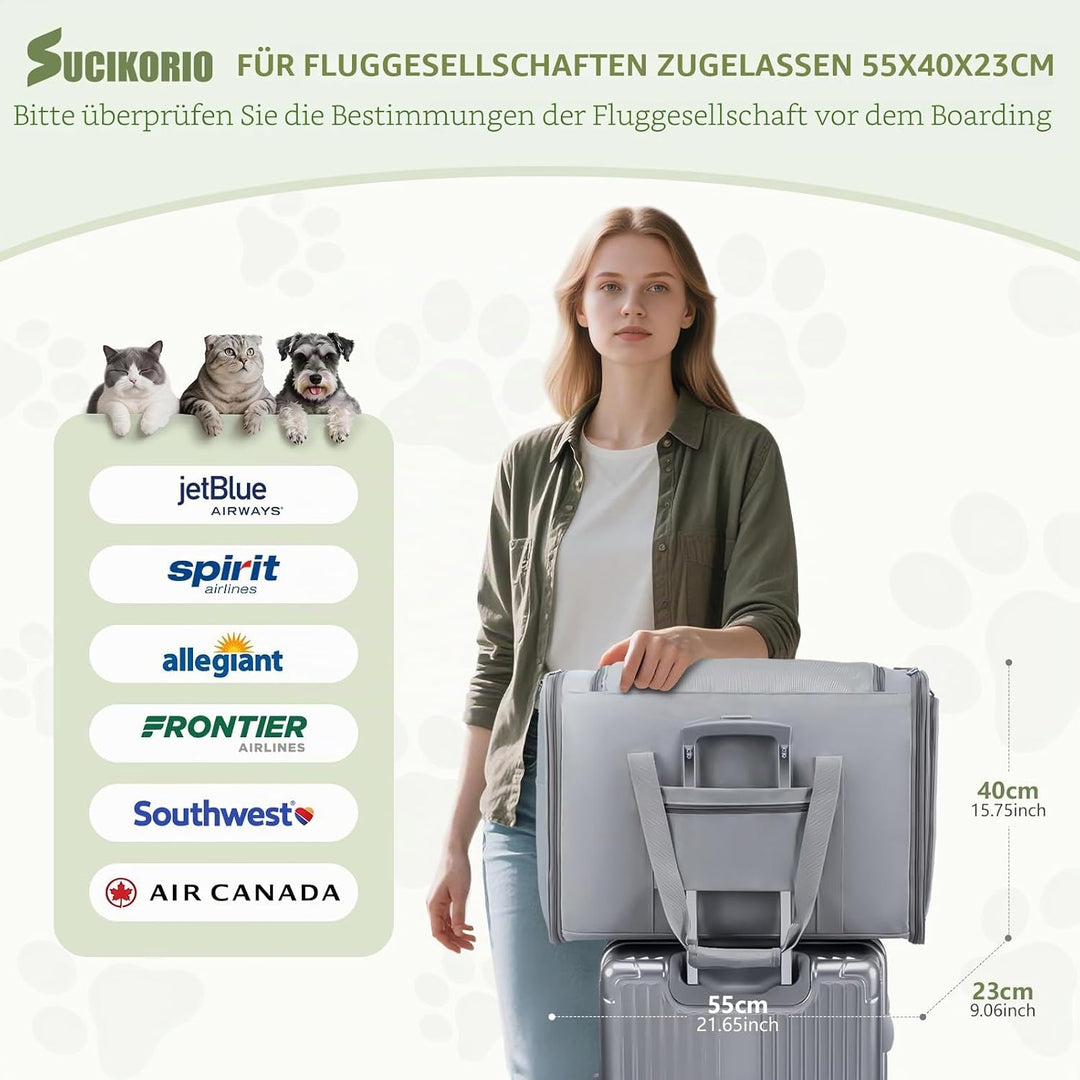 Hundetasche Flugzeug 55x40x23 Eurowings Lufthansa, Faltbare Hundetragetasche mit Faltbar Reisenapf N