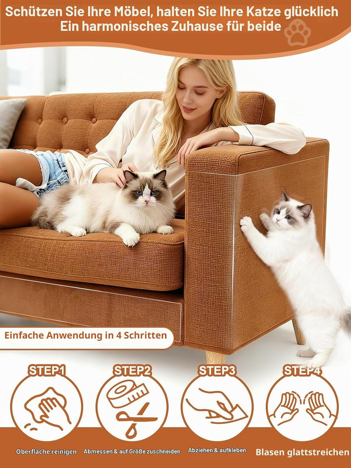 Katzen Kratzschutzfolie Transparent 43cm x 5m: ZQVCNF Selbstklebendes Anti-Kratz Tape für Sofa, Möbe