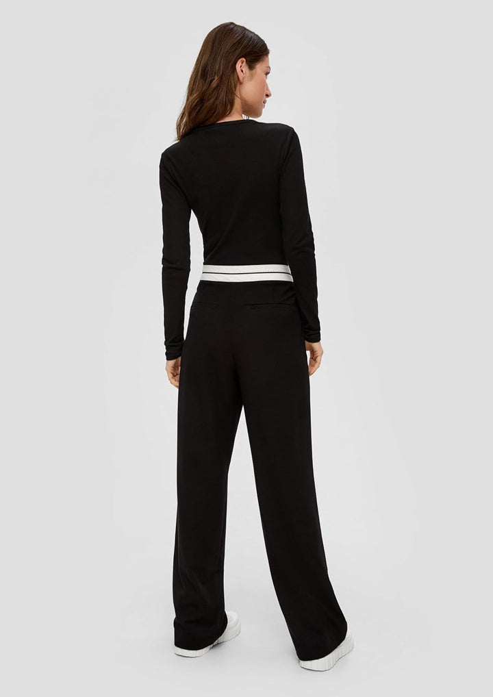 QS Geripptes Longsleeve im Slim Fit M 9999_schwarz, M 9999_schwarz