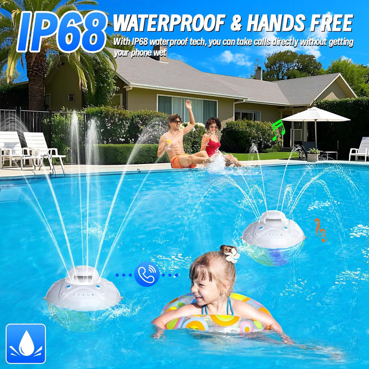 KingSom 3 in 1 Pool Lautsprecher Bluetooth mit Springbrunnen Pool Licht, 10000mAh Schwimmender Lauts