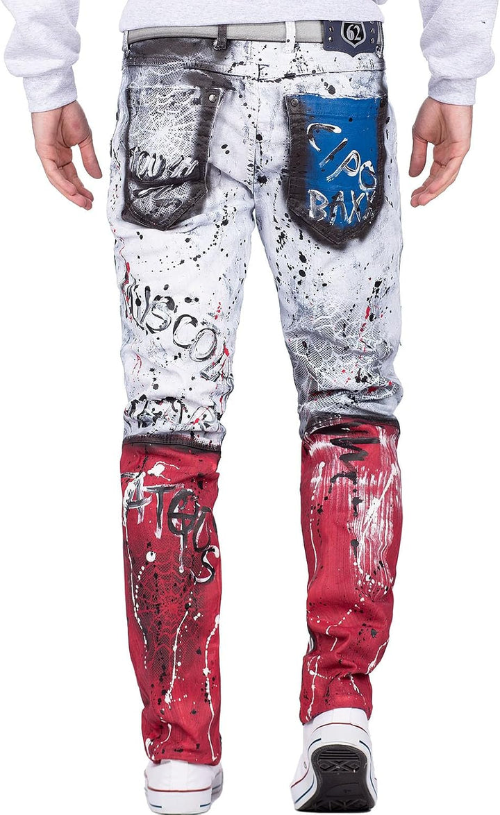 Cipo & Baxx Herren Jeans modernes extravagntes Design 38W / 34L Iceblue - 89, 38W / 34L Iceblue - 89
