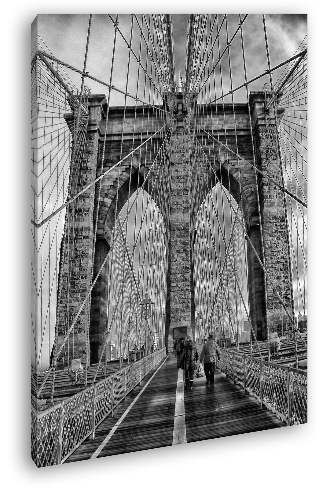 deyoli gigantische Brooklyn Bridge Effekt: Schwarz/Weiss im Format: 80x60 als Leinwandbild, Motiv fe
