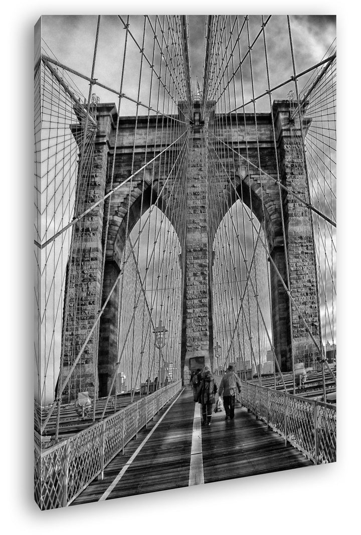 deyoli gigantische Brooklyn Bridge Effekt: Schwarz/Weiss im Format: 80x60 als Leinwandbild, Motiv fe