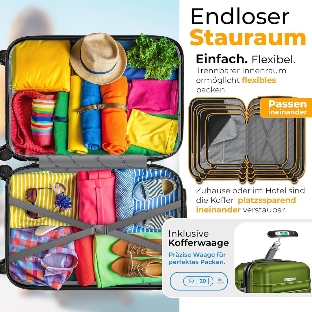 KESSER® 3tlg. Hartschalenkofferset Hartschalenkoffer Trolley Koffer Reisekoffer Reisekofferset Gepäc