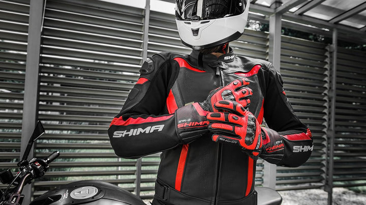 SHIMA CHASE BLACK, Leder Sport Motorradjacke mit Protektoren (48-60) (54, Schwarz) Jacke 54 Schwarz,