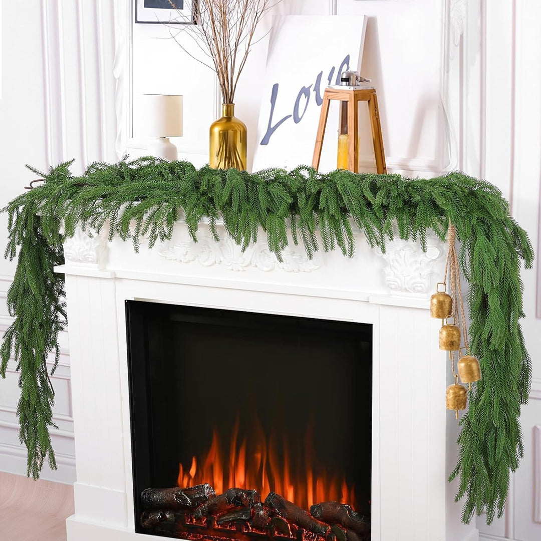Laelfe 2 Stück Weihnachtliche Norfolk Kieferngirlande, 183 cm | Real Touch PE Norfolk Pine Girlande,