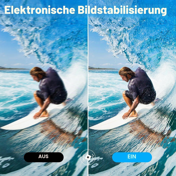 AKASO Action Cam 4K30FPS mit 60cm Stativ Selfie Stick und Tasche Unterwasserkamera WiFi 40M EIS Anti