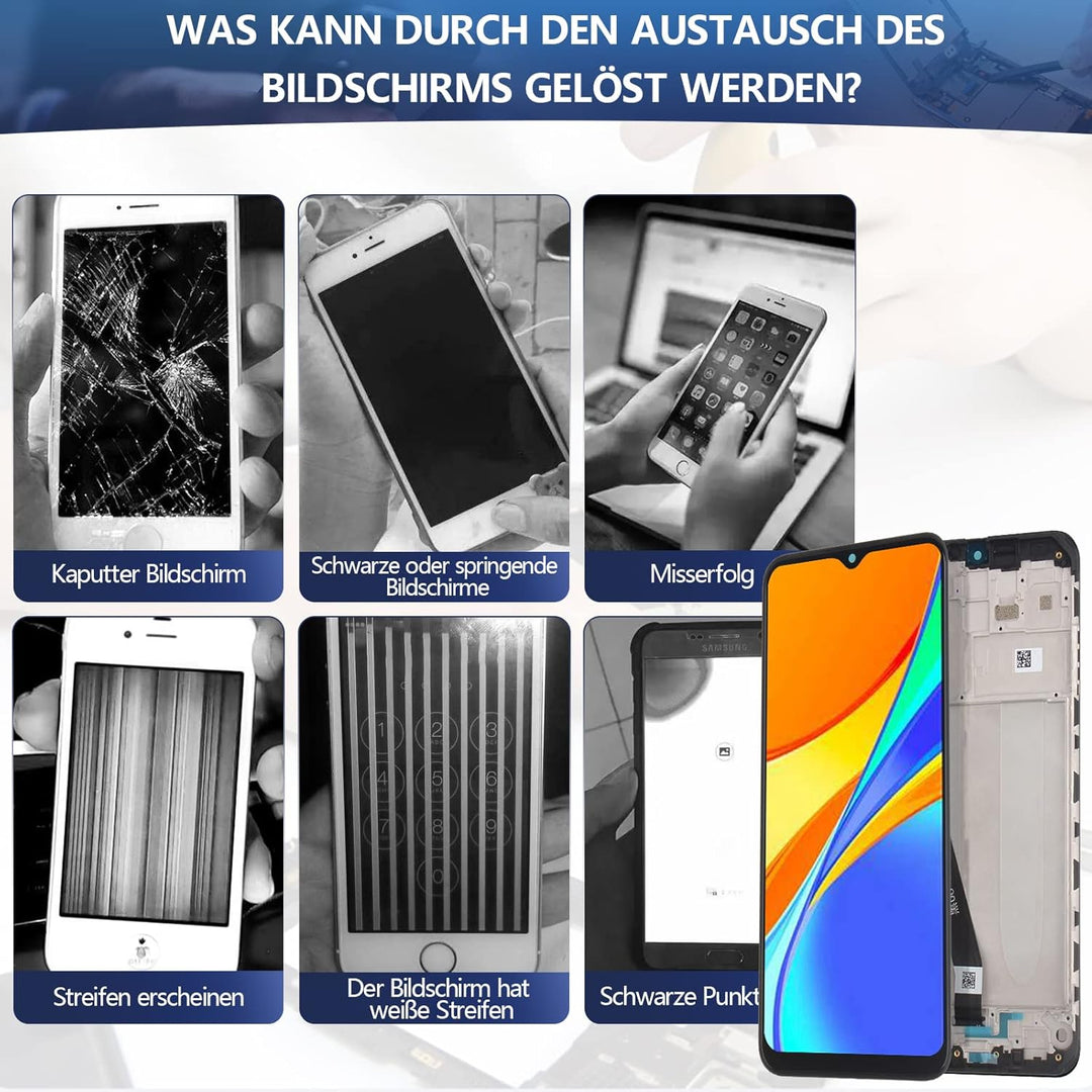 RongZy Display für Xiaomi Redmi 9 M2004J19G M2004J19C Ersatz des LCD-Bildschirms Touch Display Digit