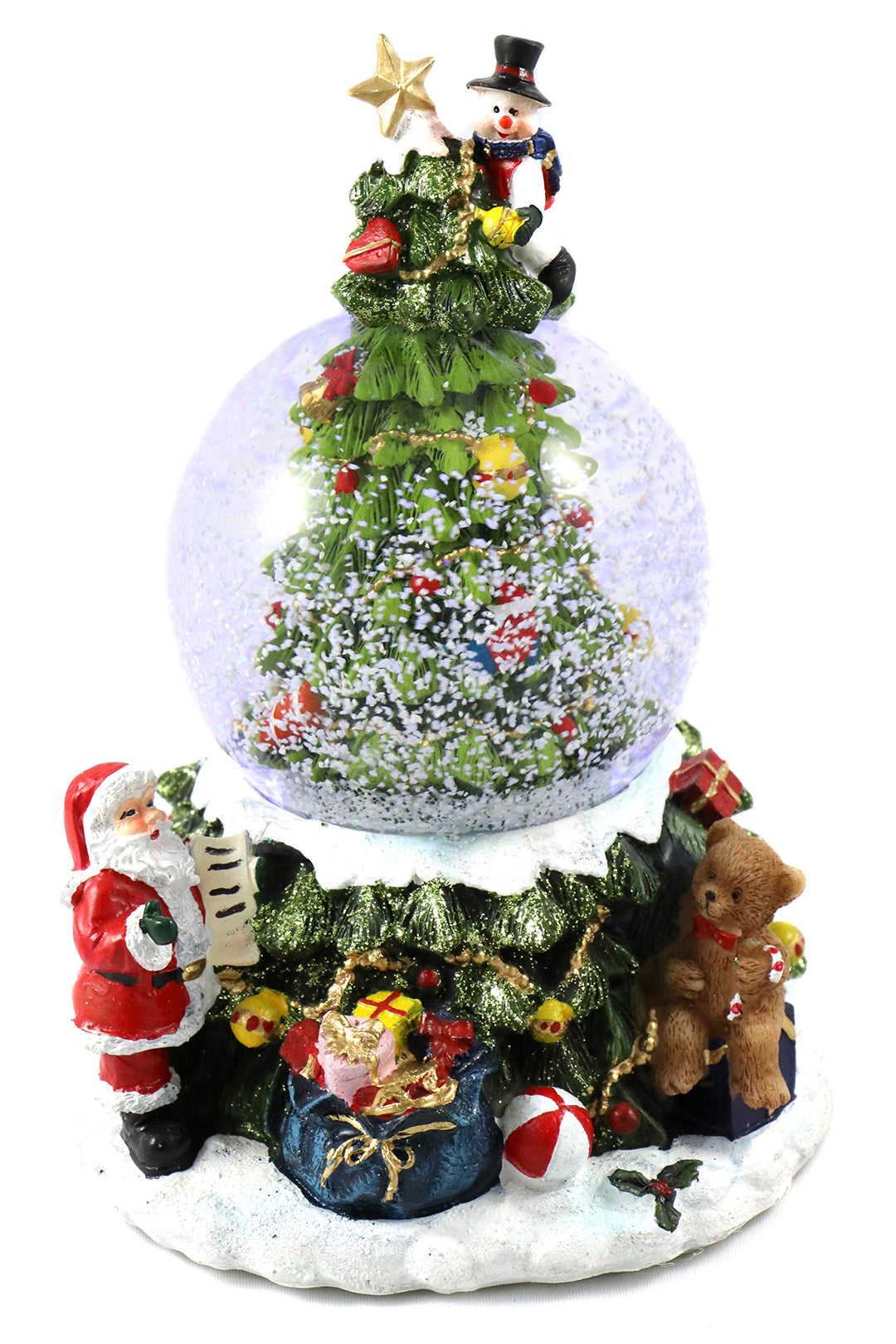 Schneekugel/Spieluhr mit Tannenbaum, mit Schneeantrieb, Musik & Licht Ø 85mm, H.: 18,5cm Weihnachten