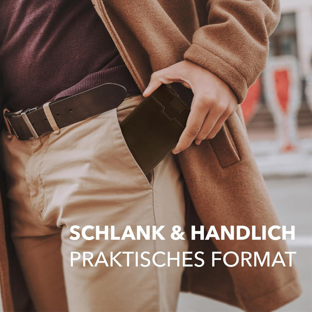 Vaultskin Notting Hill schlanke Brieftasche mit Reissverschluss und RFID Schutz. Geldbörse für Kredi