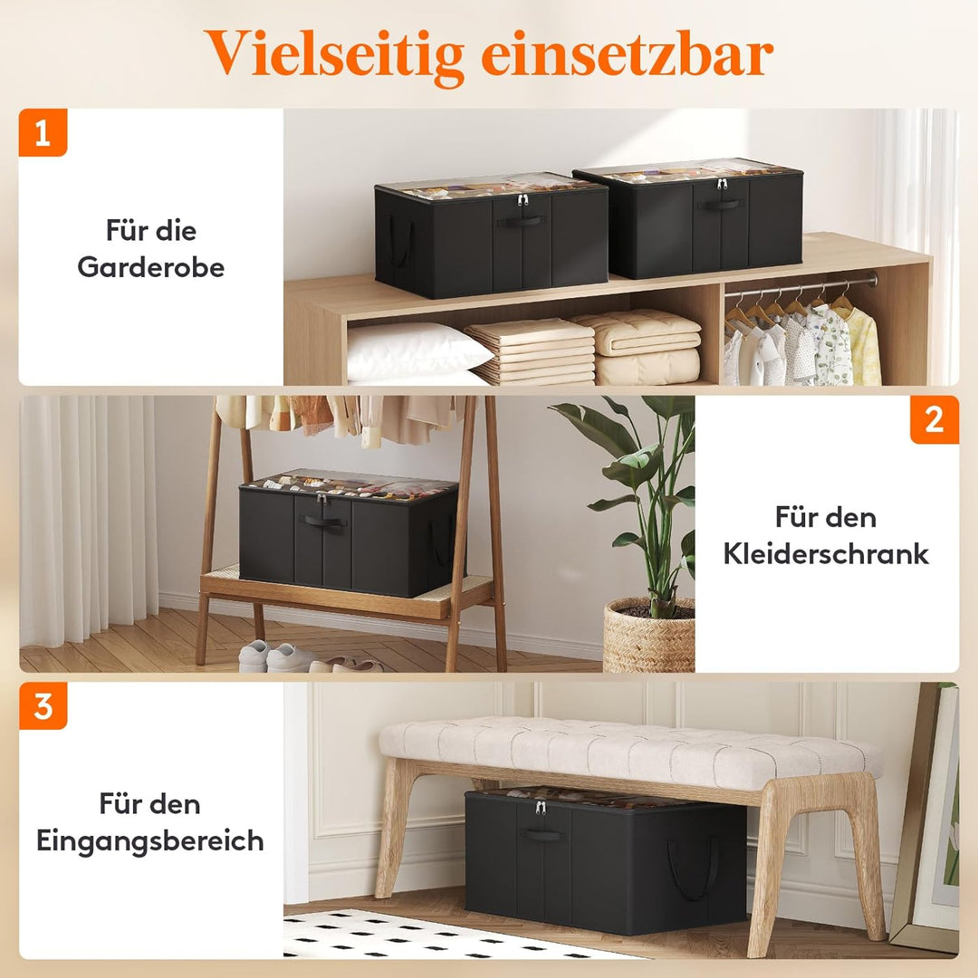 Lifewit Grosser Schuhorganizer für den Kleiderschrank, Faltbarer Schuhkarton mit durchsichtigem Deck