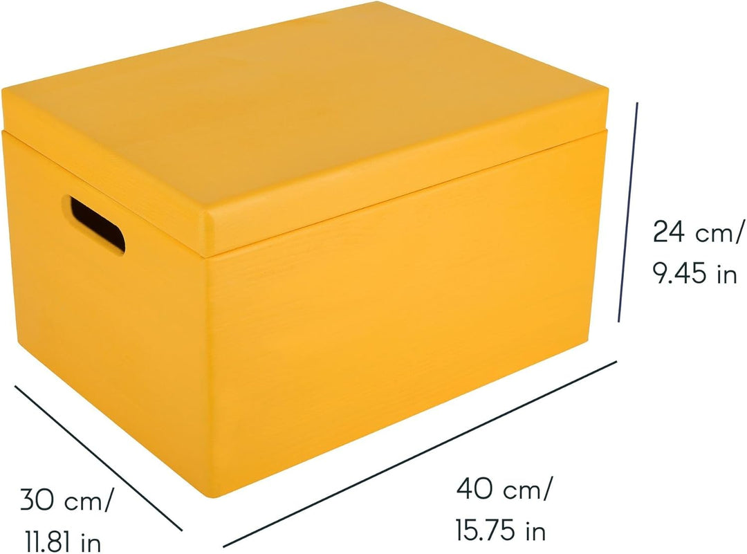 Creative Deco XXL Gelb Grosse Holzkiste mit Deckel | 40x30x24 cm (+/-1cm) | Ostern Holztruhe Erinner
