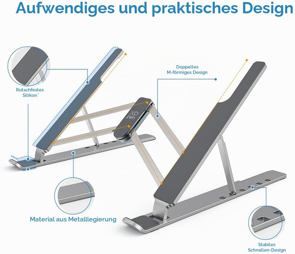 XPPen Ständer für den Schreibtisch, Portable Stütze, Halterung mit 6 verstellbaren Winkeln, ergonomi