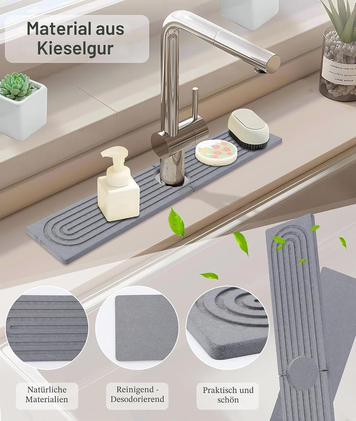 Diatomeen-Wasserhahn-Spritzschutz, Kieselgur für die Küchenspüle, extra lang, 61 cm, schnell trockne