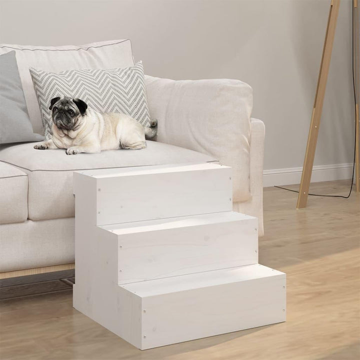 Haustiertreppe für Hunde und Katzen, robuste Holztreppe aus massivem Kiefernholz, Aufstiegshilfe für