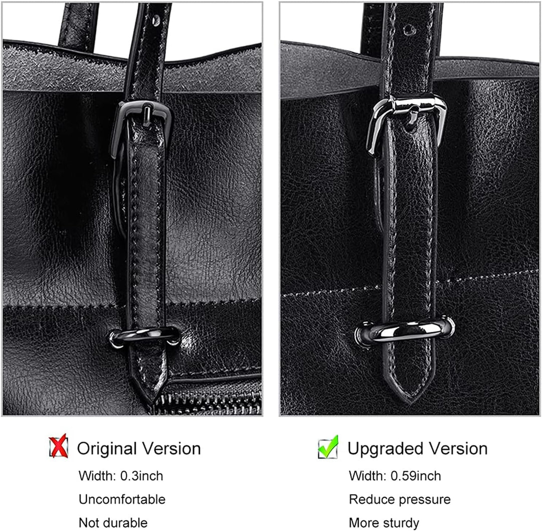 S-ZONE Damen Echtleder Tasche Shopper Gross Tote Handtasche Henkeltasche (A-schwarz), Schwarz