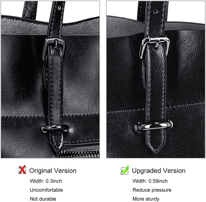 S-ZONE Damen Echtleder Tasche Shopper Gross Tote Handtasche Henkeltasche (A-schwarz), Schwarz