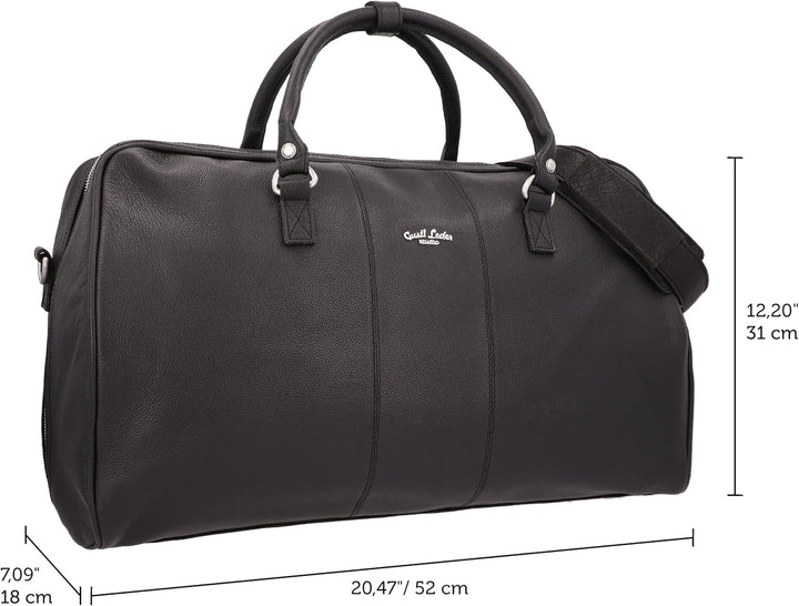 Gusti Reisetasche Leder-Valter Weekender Sporttasche Handgepäck Ledertasche Schwarz Leder, Schwarz