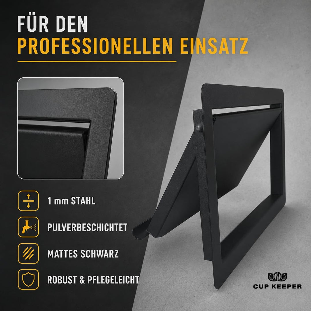 Müllklappe aus pulverbeschichtetem Stahl 350 × 200 mm zum Einbau | Schwarz | Ideal für Cafés, Restau