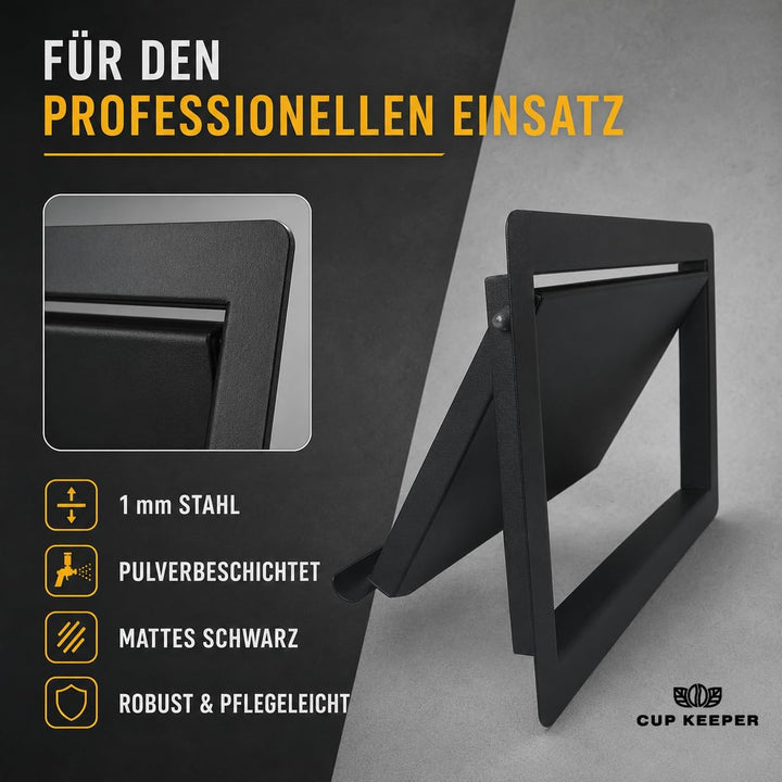 Müllklappe aus pulverbeschichtetem Stahl 350 × 200 mm zum Einbau | Schwarz | Ideal für Cafés, Restau