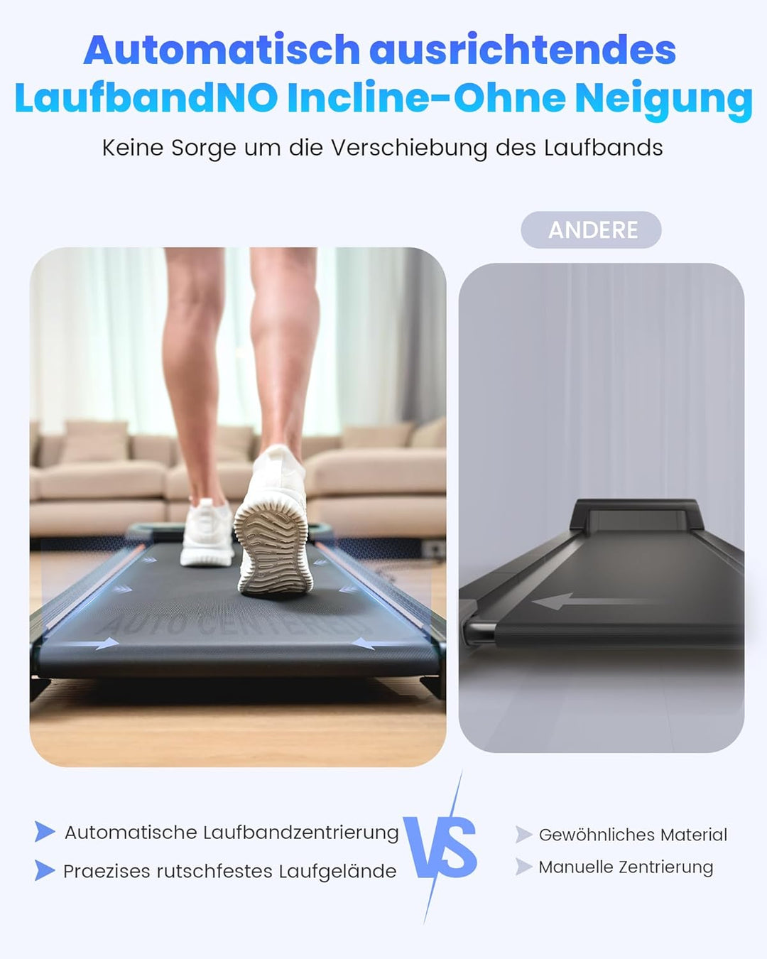 Laufband für Zuhause mit Neigung, Walking Pad mit 7° Steigung, 2.5 PS Laufband Steigung mit LED Anze