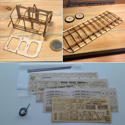 Blériot XI Slow Flyer KIT, 420 mm Spannweite, Massstab 1/20, Modellflugzeug zum selber Bauen, Balsa