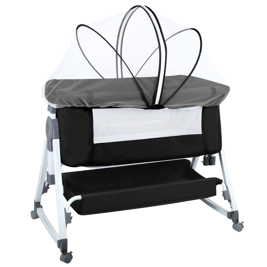 Baby Beistellbett,Kompatibel mit verschiedenen Betten, Einfach zu Montieren und Transportieren,höhen
