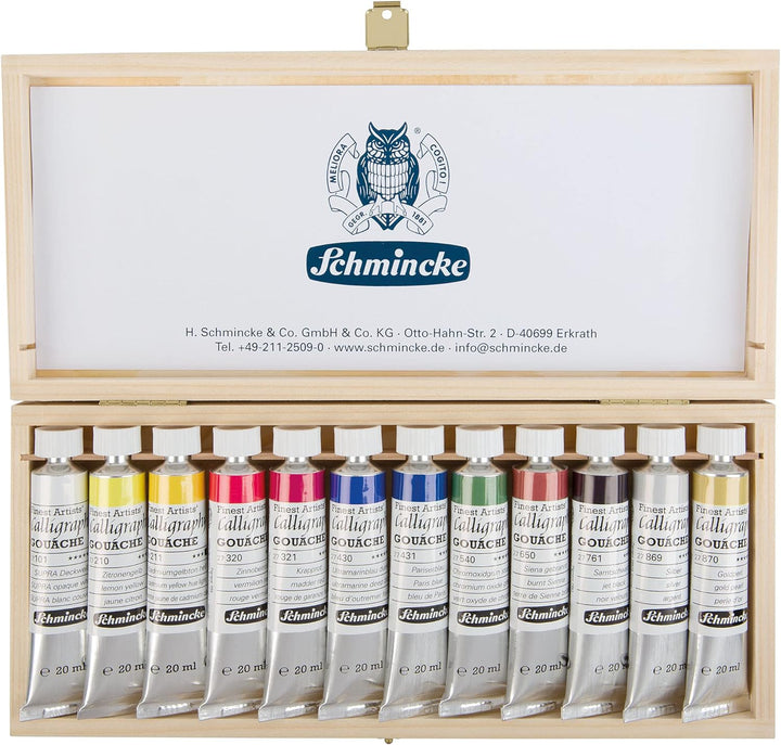 Schmincke - Calligraphy Gouache, 12 x 20 ml-Tuben, 72 028 097, 12 feinste Kalligraphie Farbtöne im H