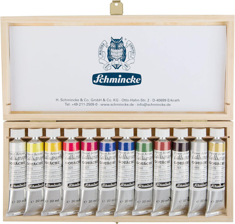 Schmincke - Calligraphy Gouache, 12 x 20 ml-Tuben, 72 028 097, 12 feinste Kalligraphie Farbtöne im H