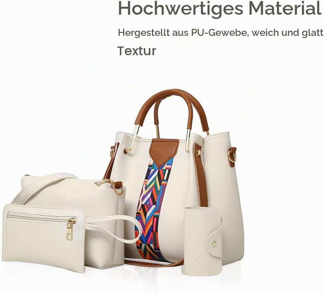 NICOLE &amp; DORIS Damen Handtaschen Umhängetaschen 4 Stück Handtaschen für Damen Top-Griffe Schultertas