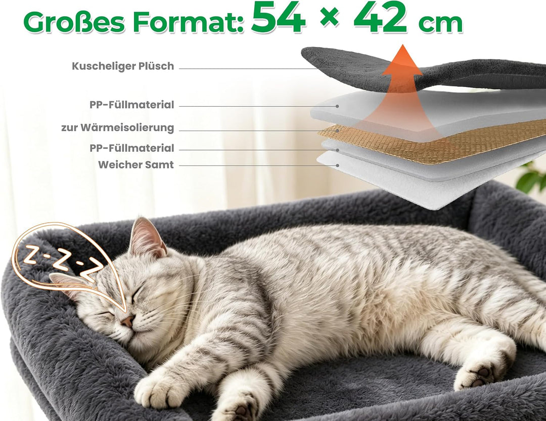 kratzbaum klein, Katzenbaum mit Grosse Plattformen, Sisalstämme, Kratzrampe, Katzenhaus, Plüschbälle
