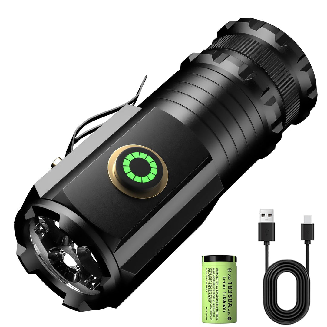ASORT LED Taschenlampe Mini Extrem Hell，5000 Lumen Aufladbar，5 Lichtmodi kleine Torch mit Magnete un