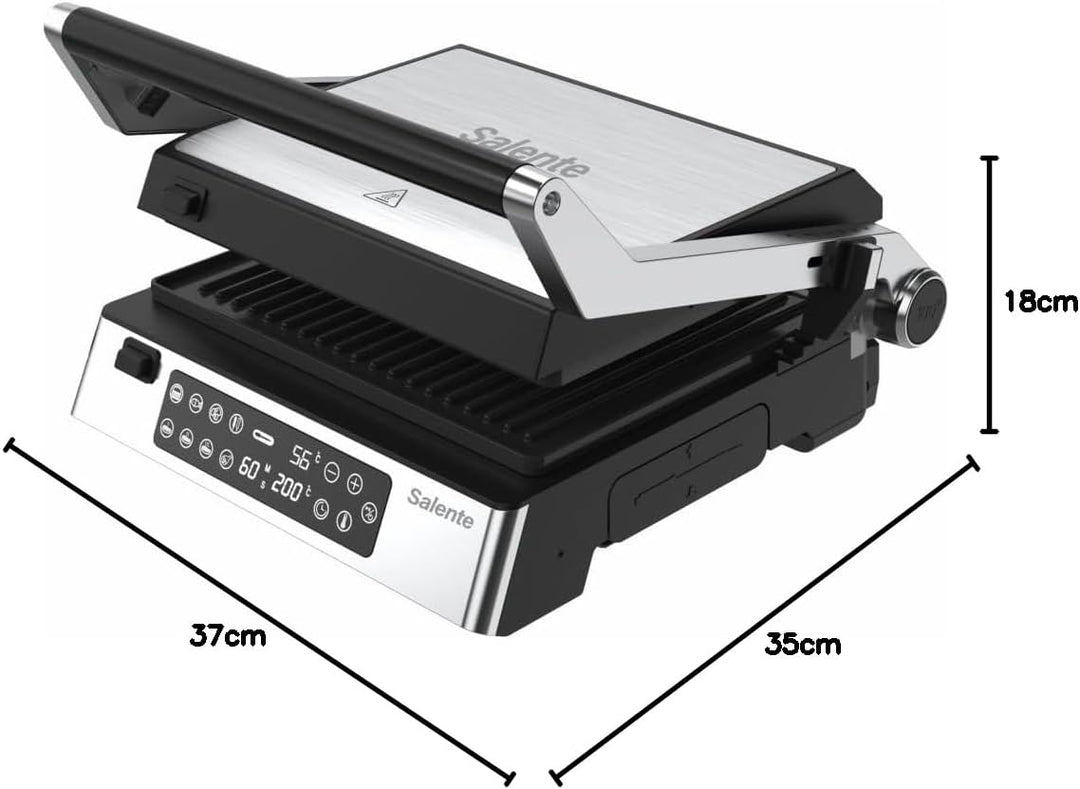 FlamePro Kontaktgrill mit externem Temperaturfühler, 8 Programme, antihaftbeschichtete Grillplatte,