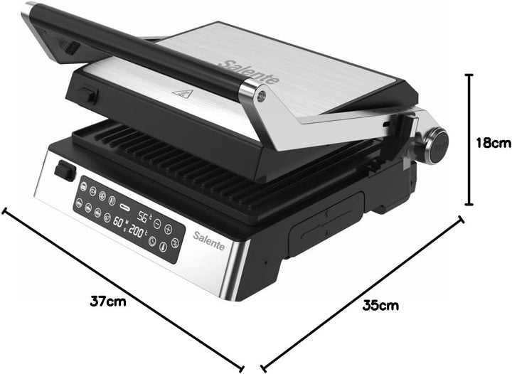 FlamePro Kontaktgrill mit externem Temperaturfühler, 8 Programme, antihaftbeschichtete Grillplatte,