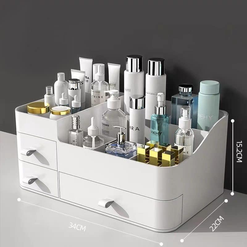 Queta Make-up-Organizer Grosse Kosmetik-Aufbewahrungsbox mit Kapazität 8 Gitter und 3 Schubladen, pa