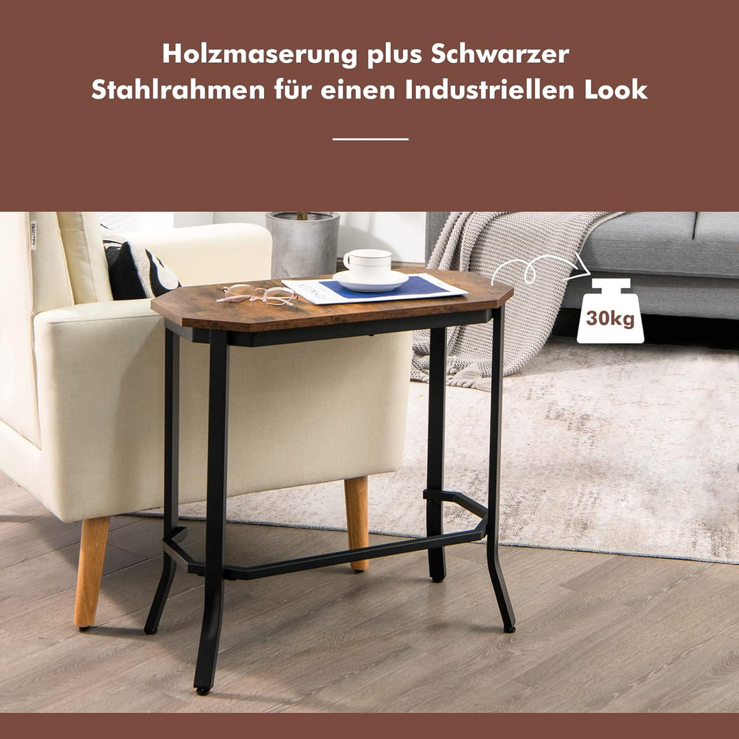 COSTWAY Konsolentisch Industriell, Schmaler Beistelltisch, Sofatisch Metallgestell, Flurtisch Dekoti
